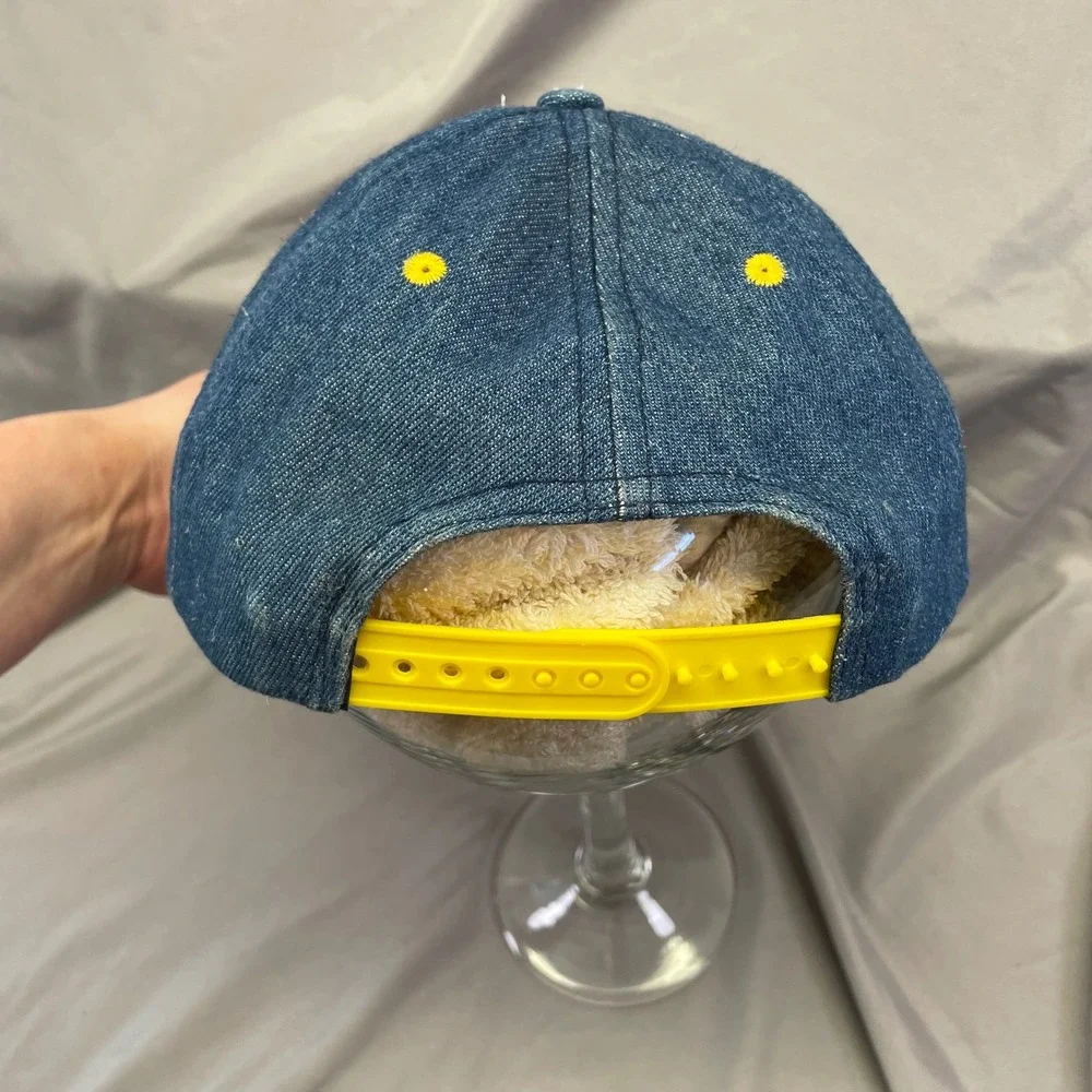 Minions Despicable Me Blue Denim Snapback Hat Kids Kevin Character Yellow Brim